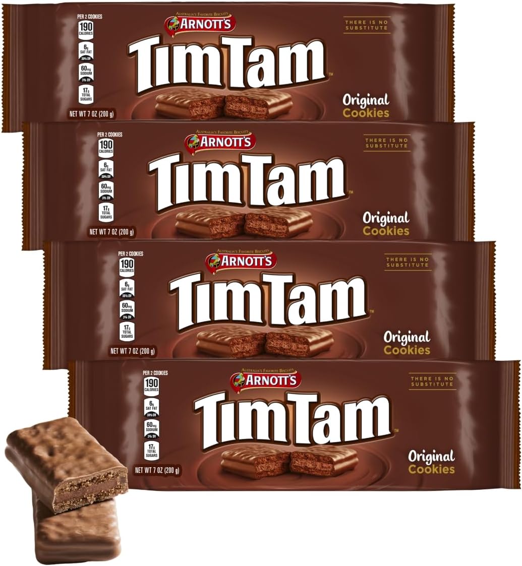 Arnott's Tim Tam Milk Chocolatey Cookies 7 oz (200 Grams), Original Flavour, Pack of 4, Authentic Imported