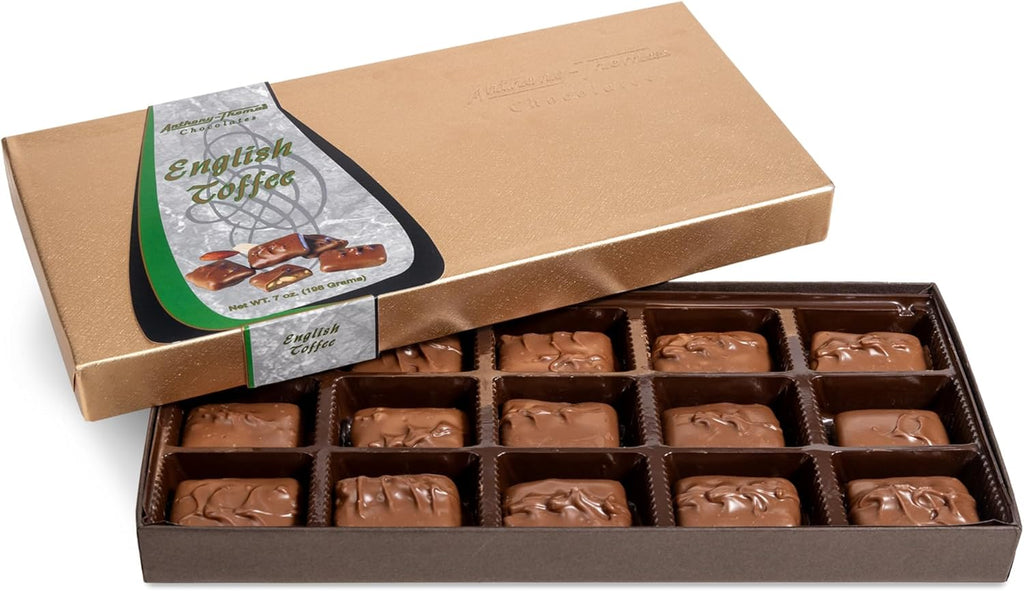Anthony Thomas, Milk Chocolate English Toffee Gift Box, Rich Almond Butter Toffee (15 Count, Pack of 1)
