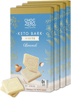 ChocZero Keto Bark, White Chocolate Almond, No Added Sugar, High Fiber, Low Carb, No Sugar Alcohols, No Artificial Sweeteners, 3.2 Ounce (Pack of 4)