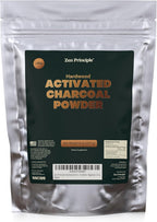 Zen Principle Hardwood Activated Charcoal Powder 100 Percent from USA Trees. All Natural. Whitens Teeth, Rejuvenates Skin and Hair, Supports Better Digestion, 8 oz.