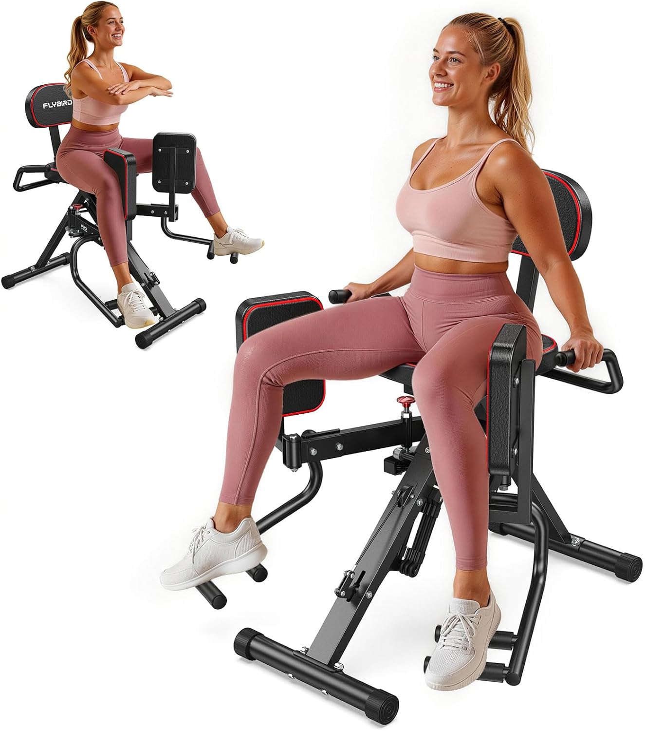 FLYBIRD 2-in-1 Hip Abductor & Adductor Machine, Lower Body Glute & Inner Thigh Workout Equipment for Home Gym, 6 Adjustable Resistance Bands and Dual Foot Bar