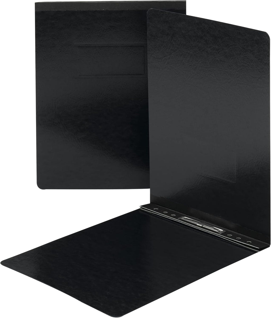 Smead Pressboard Report Cover, Metal Prong Top Fastener with Compressor, 2" Capacity, Letter Size, 25 per Box (Black)