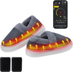 Heated Slippers, Rechargeable Electric Foot Warmer for Men Women with App Control, Heated House Shoes Heating Shoes with 3 Temperature Settings for Winter Home (Men 8.5-9.5 / Women 10-11) - Runs Small