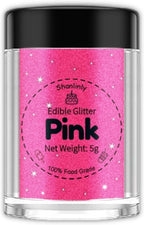 Shanlinly Pink Edible Glitter for Cakes Drinks - Food Grade 5g Shimmer Luster Glitter Dust Edible Glimmer Powders for Strawberries, Sprinkle on Sparkle, Chocolate, Cookie, Cupcake, Cocktail, Vegan