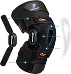 T TIMTAKBO Hinged Knee Brace for Knee Pain Relieve,GEL Patella Support with Removable Dual Side Stabilizers,Knee Support for Meniscus Tear,Relieves ACL,MCL,PCL,Arthritis, Knee Brace for Men/Women