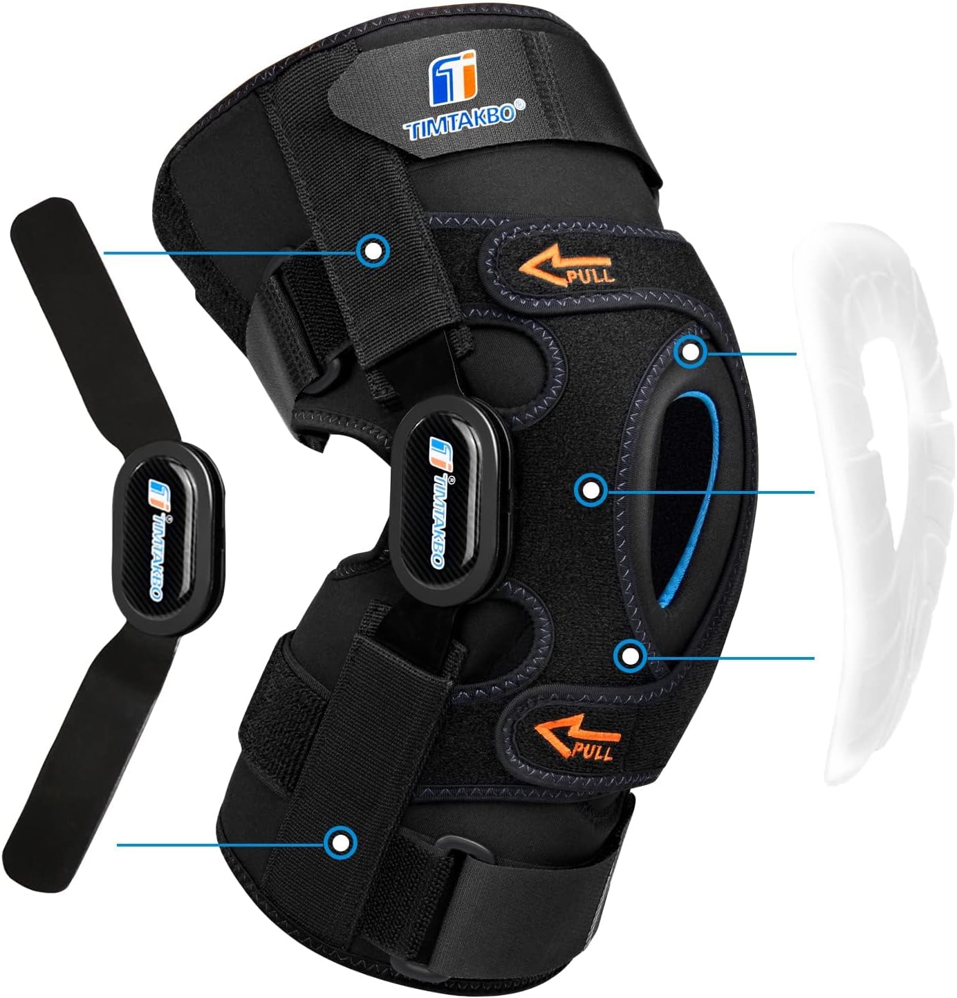T TIMTAKBO Hinged Knee Brace for Knee Pain Relieve,GEL Patella Support with Removable Dual Side Stabilizers,Knee Support for Meniscus Tear,Relieves ACL,MCL,PCL,Arthritis, Knee Brace for Men/Women