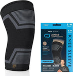 Copper Compression PowerKnit Knee Sleeve- Copper Stabilizer Support Brace for Meniscus Tear, ACL, MCL, Arthritis, Joint Pain Relief, Running, Sports, Hiking- Men & Women- Fits Right/Left - L/XL