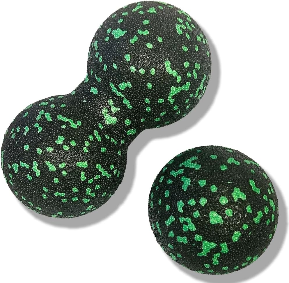 Set of 2 Peanut Massage Ball - Double Ball for Trigger Point Therapy, Myofascial Release, Deep Tissue Fitness Massage & Relax Tight Muscles, Trigger Point Massage Ball (Green)