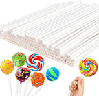 100 Count 6 Inch White Lollipop Sticks,Paper Cake Pop Stick,Sucker Treat Sticks for Chocolate Cookies Donut Packaging Wedding Party Cupcake Toppers Supplies 3.5mm