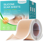 Dimora UPF50+ Silicone Scar Sheets with UV Protection Reusable Sheets to Soften, Flatten Fade Scars, Reduce Redness for Surgical, C-Section, Burn, Keloid, and Hypertrophic Scars (1.6”x78.7" Roll)