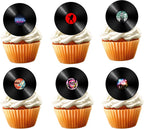 18pcs 80s Vinyl Record Cupcake Toppers for Boys Girls Adults 80s 90s Birthday Themed Party Decorations Supplies Rock and Roll Music Cake Decorations