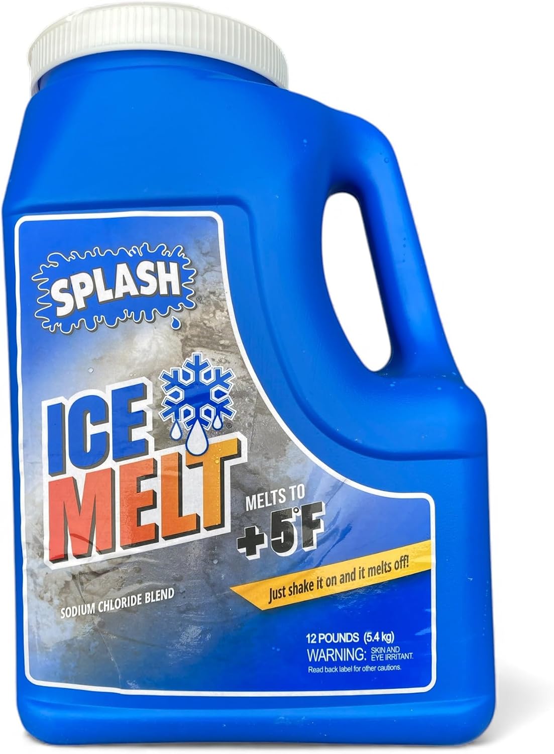 Splash Ice Melt – Sodium Chloride Blend | Rock Salt Ice Melt | Melts to +5°F | 12 lb Shaker Jug