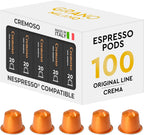 Grano Milano Cremoso Coffee Capsules - 100 Aluminum Coffee Pods Compatible with Nespresso Original line,100% Arabica Medium Roast - Intensity 8/12, Made in Italy