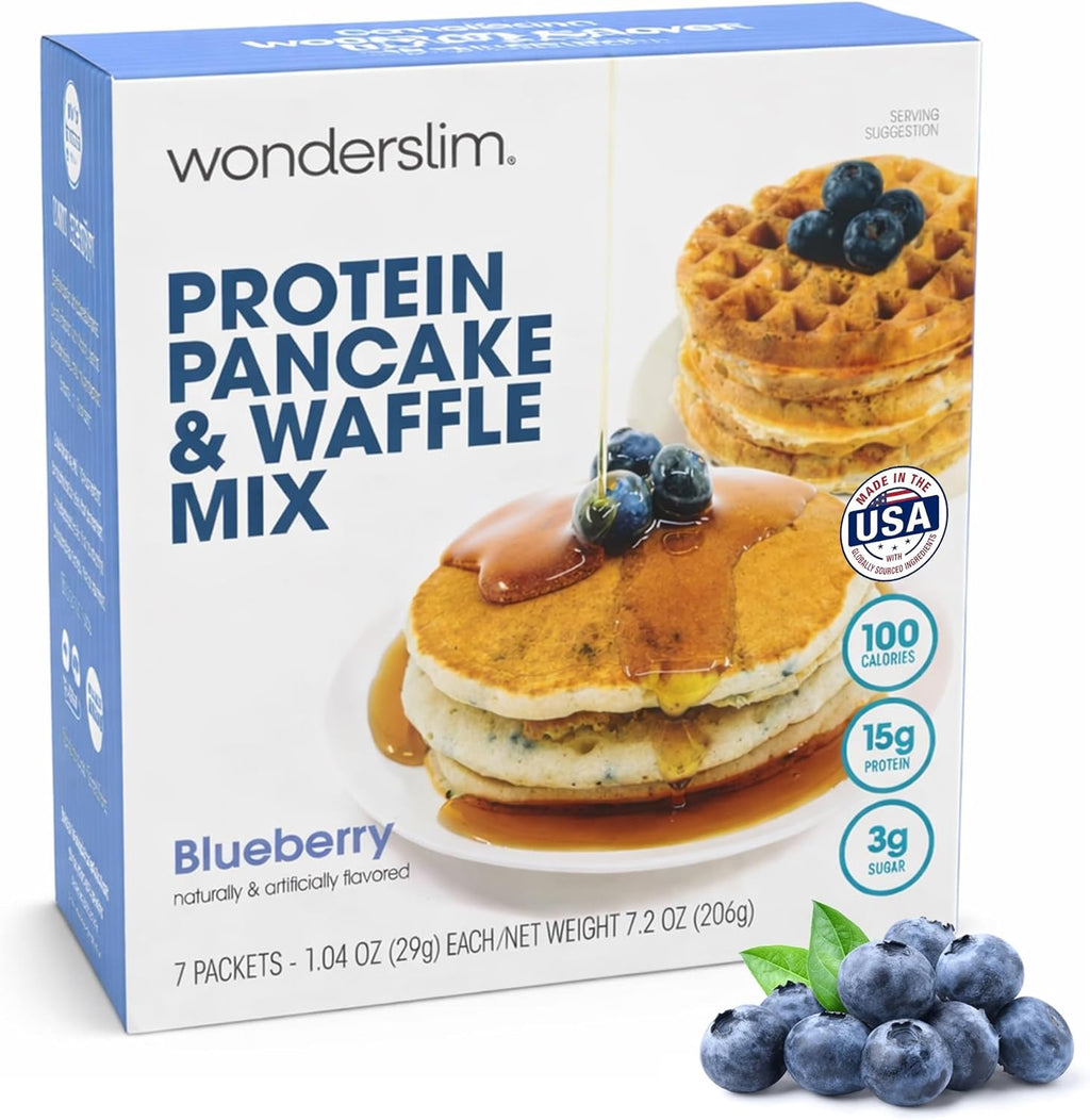 Wonderslim Protein Pancake & Waffle Mix, Blueberry, Low Sugar & Low Calorie (7ct)