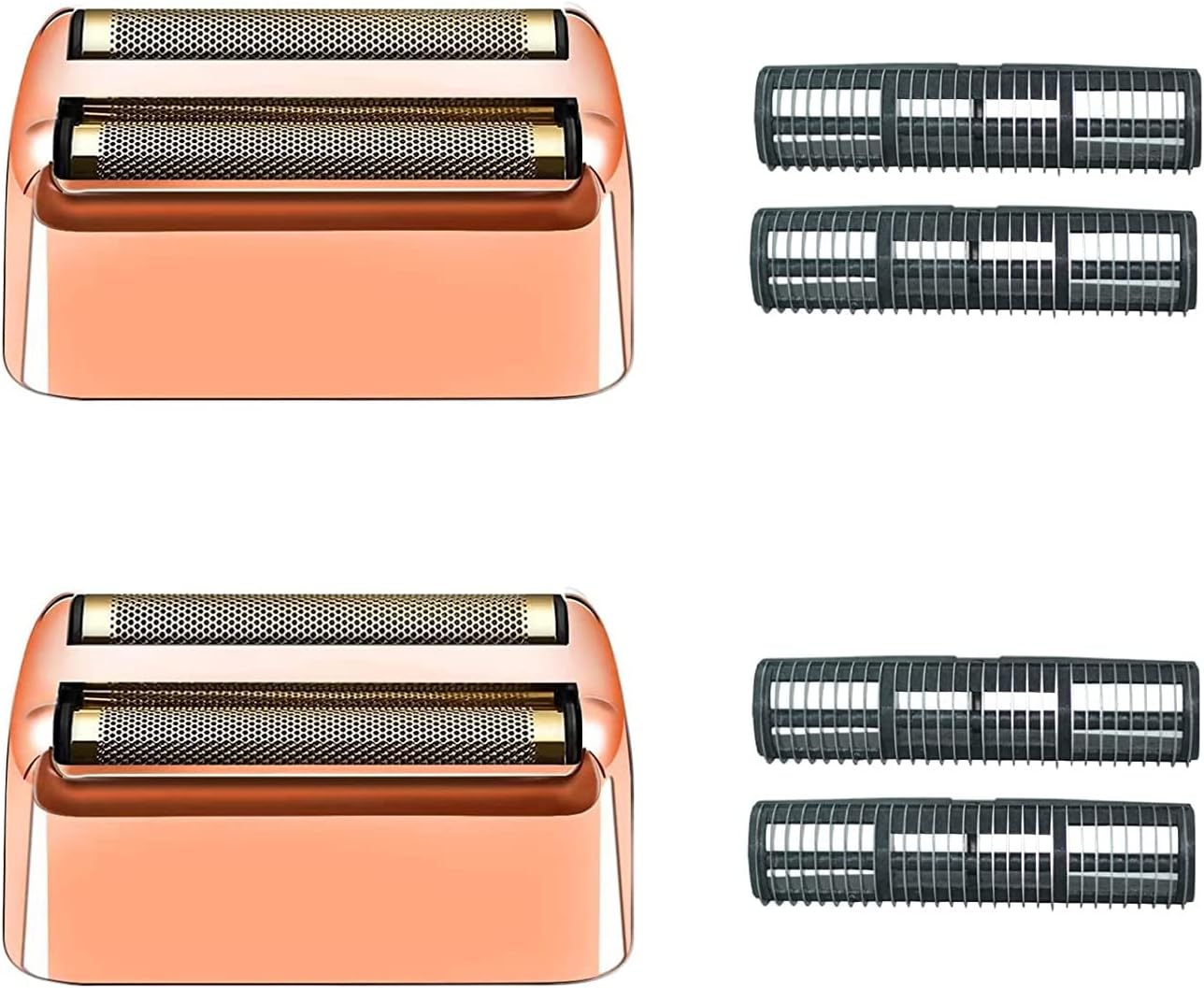 2 pack Professional Replacement Foil and Cutters for BaBylissPRO Barberology Double Foil Shaver, Compatible with BaBylissPRO Barberology FXFS2 Shaver，GoldRose Gold