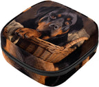 Period Bag,Sanitary Napkin Storage Bag,Basket and Black Dog,Tampon Bag for Purse