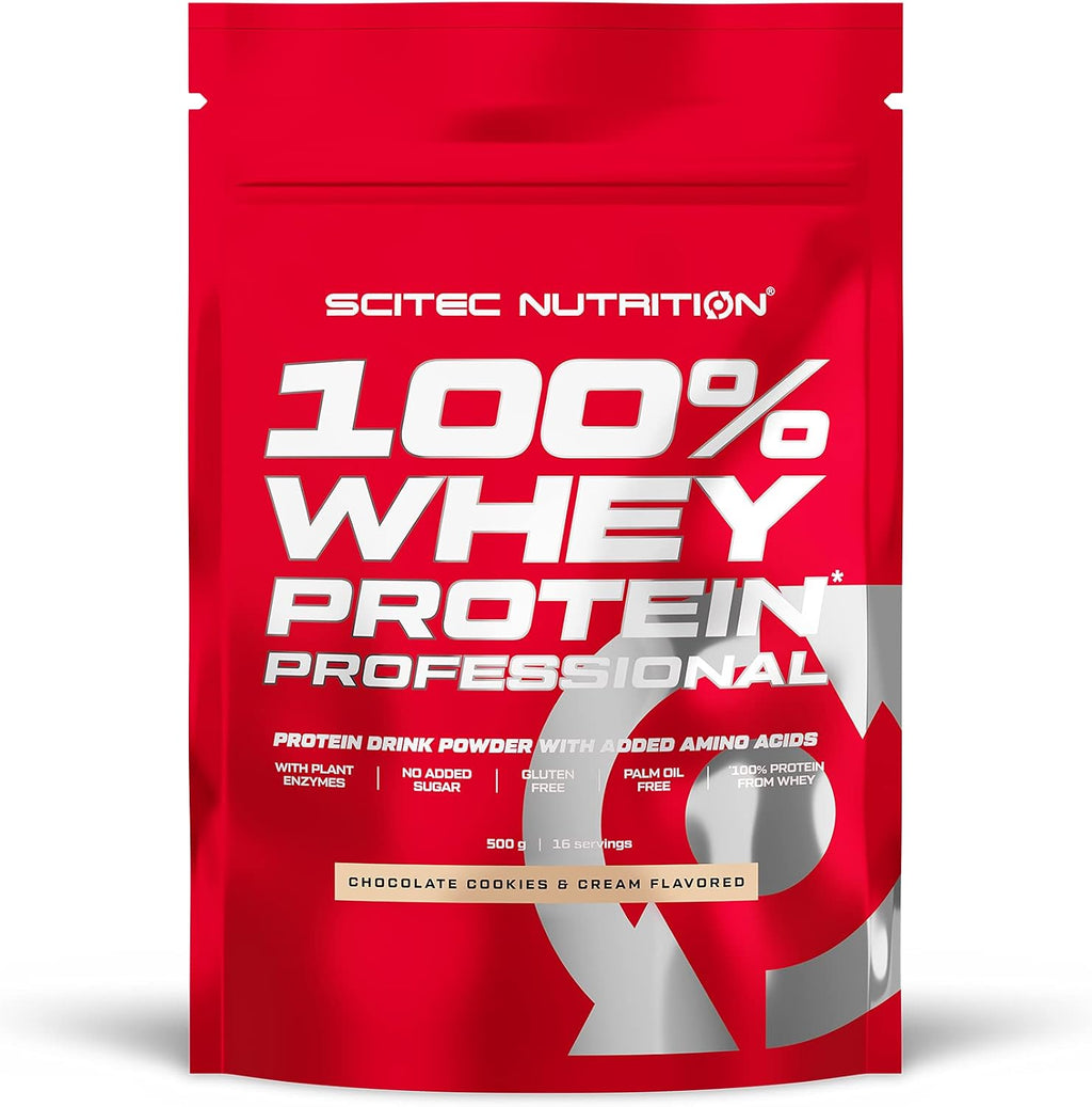 Askshy Scitec Nutrition 100% Whey Protein Professional with Extra Amino acids and Digestive enzymes, Gluten Free, 500 g, Chocolate-Cookies & Cream
