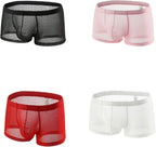 BaronHong Men's Mesh Sexy Boxer Briefs Breathable Underwear Low Rise Bulge Pouch Underwear