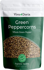 Viva Doria Green Peppercorns, Whole Green Pepper, Steam Sterilized,12 Oz, For Grinder Refills