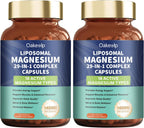 2 Pack 29-in-1 Liposomal 18 Active Types Magnesium Complex 1400MG Capsule,L-Threonate Glycinate Malate etc,Mild & Efficient,Extra Vitamin B6 B12 D3K2 & CoQ10, Relaxation Nerve* & Hert* Support
