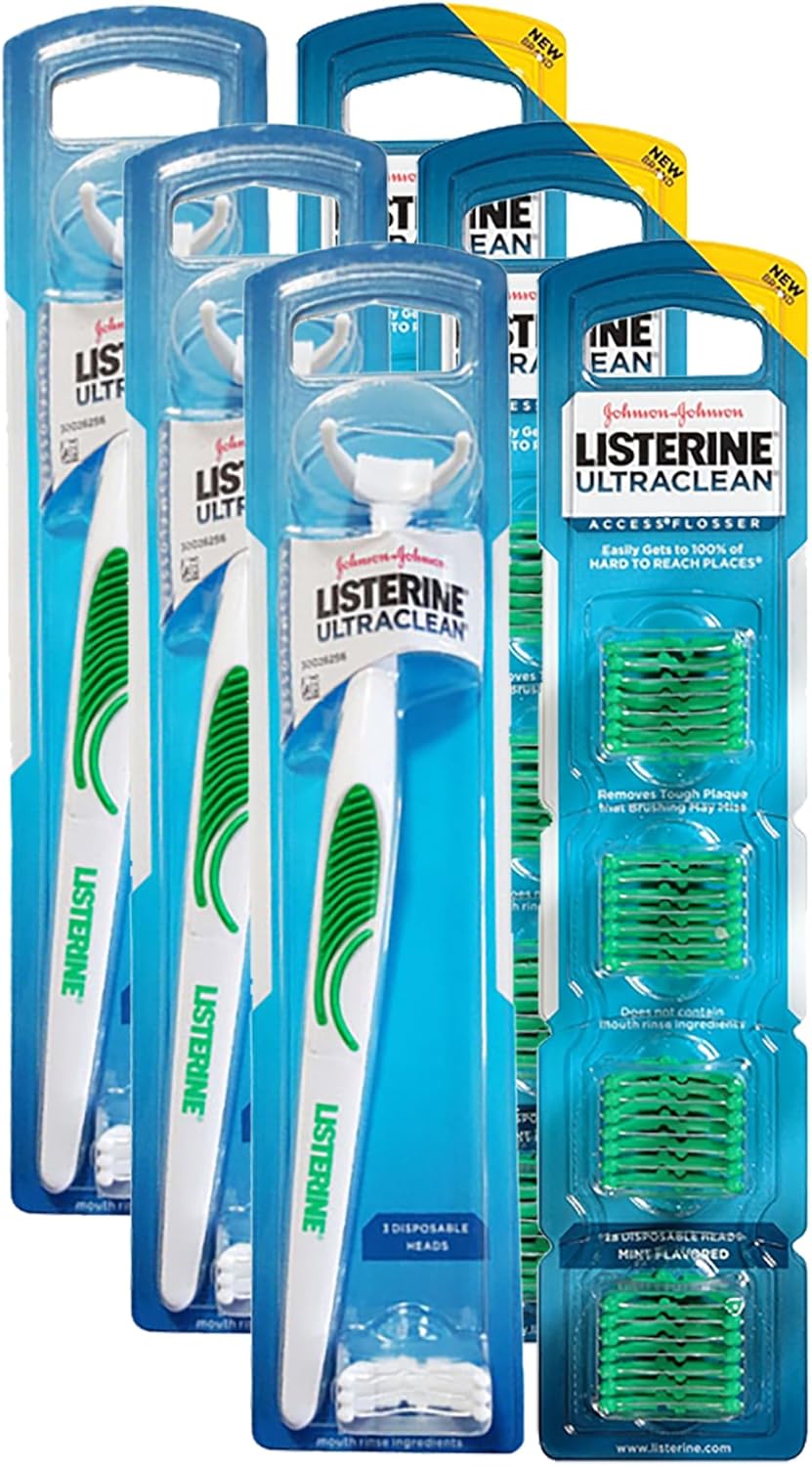 Ultra Clean Access Flosser for Hard-to-Reach Areas, 3 Flosser Handle with 84 Refills, Mint