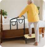 Bed Step Stool with Assist Rail for Seniors Adults Safety - Bedside Stepping Stool with Handle, Medical Stool Steps for High Beds, Handicap Bariatric Wide Guard Platform Adjustable Bar (2 in 1)