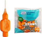 TePe Interdental Brush Original, Soft Dental Brush for Teeth Cleaning, Pack of 25, 0.45 mm, Extra-Small/Small Gaps, Orange, Size 1