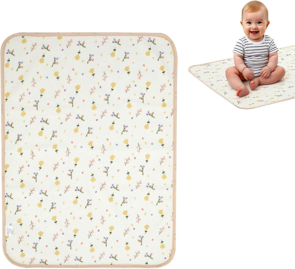 Muslin Diaper Changing Pad, Waterproof Diaper Change Mat Liner for Baby, Reusable Incontinence Underpad for Travel, Leakproof Absorbent Mat for Newborn