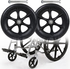 LIGUOYI Front Wheelchair Wheel Replacement, 2 Pcs Solid Rubber Tire, 6" 7" 8" Bold Wheelchair Caster Wheels, 5/16" Axle 120 Kg Load Capacity, Black Grey, Easy to Install, for Handicapped Wheelchairs