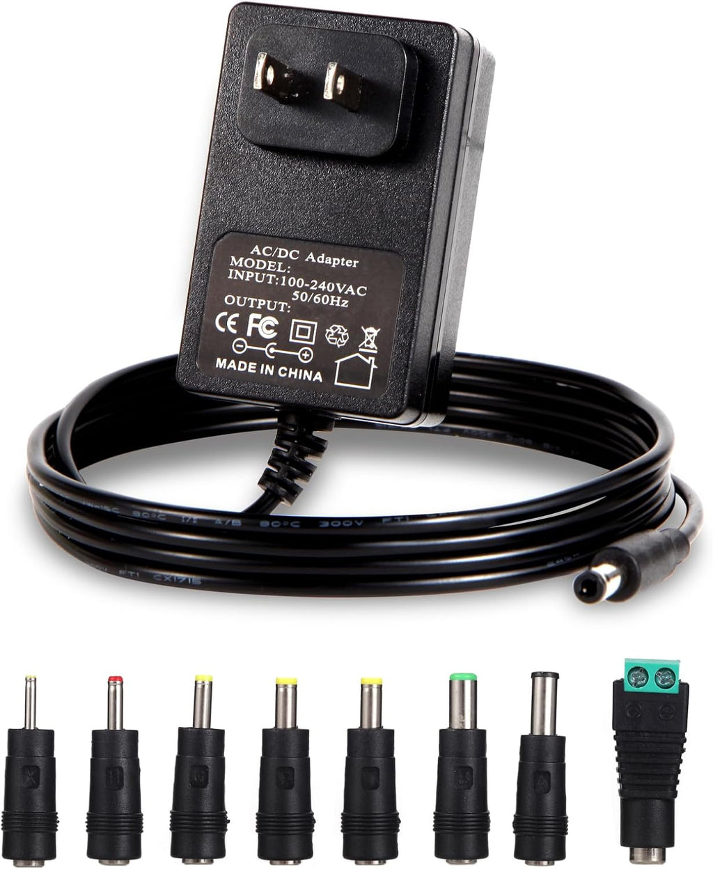 6V Power Supply AC Adapter DC 6Volt Power Adapter Charger DC in 6V Power Cord with 8 Interchangeable Plug for 100mA 300mA 400mA 500mA 600mA 700mA 800mA 900mA 1000mA 1500mA 2000mA Equipment