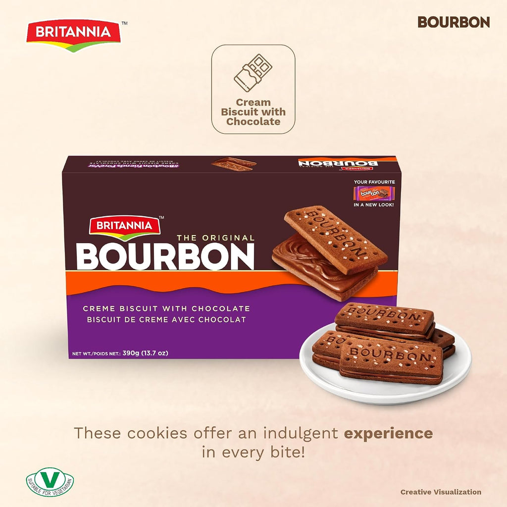 BRITANNIA Bourbon the Original-Choco Creme Biscuits 13.7oz /390g (Pack of 1)