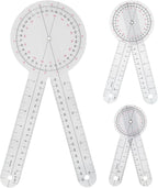 Goniometer Set 3 Pieces of 6/8/12 Inch Occupational Physical Therapy Protractor Tool Measurement Angle Ruler Kit Plastic 360 Degree Universal (3pc)