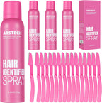 Hair Identifier Spray for Face Shaving Dermaplaning Tool 4 Pack Skin Body Dermaplaning Spray for Women with 16 Face Razor for Face Shaver Hair Removal Kit Excess Hair Dermaplane Razor for Women Face