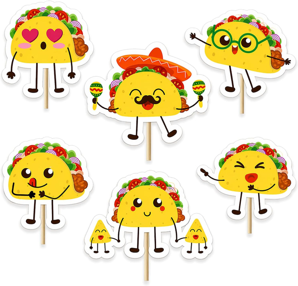24 Pcs Fiesta Taco Party Cupcake Toppers For Taco Theme Birthday Mexican Fiesta Party Decor Baby Showers Birthday Decoration Supplies