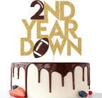 Happy 2nd Birthday Cake Topper, Football Fans 2nd Year Down Birthday Cake Decorations, Glittery Sports Themed 2nd Birthday Party Supplies