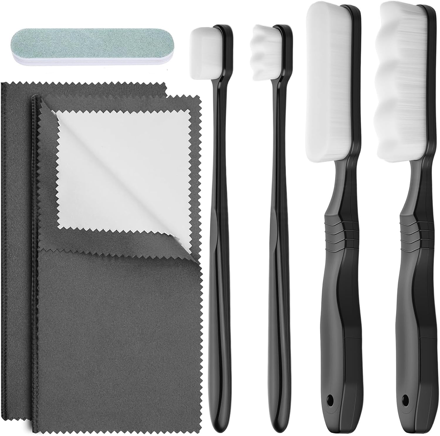7Pcs Silver Cleaning Kit，with 4Pcs Ultra-Soft Brushes & 2Pcs Polish Cloths & 1Pcs Silver Polish Sticks - Tarnish Removal for Antique Jewelry, Sterling Silverware, Cutlery & Plateware - Safe for Gold, Diamonds, Platinum, Gemstones and Coins