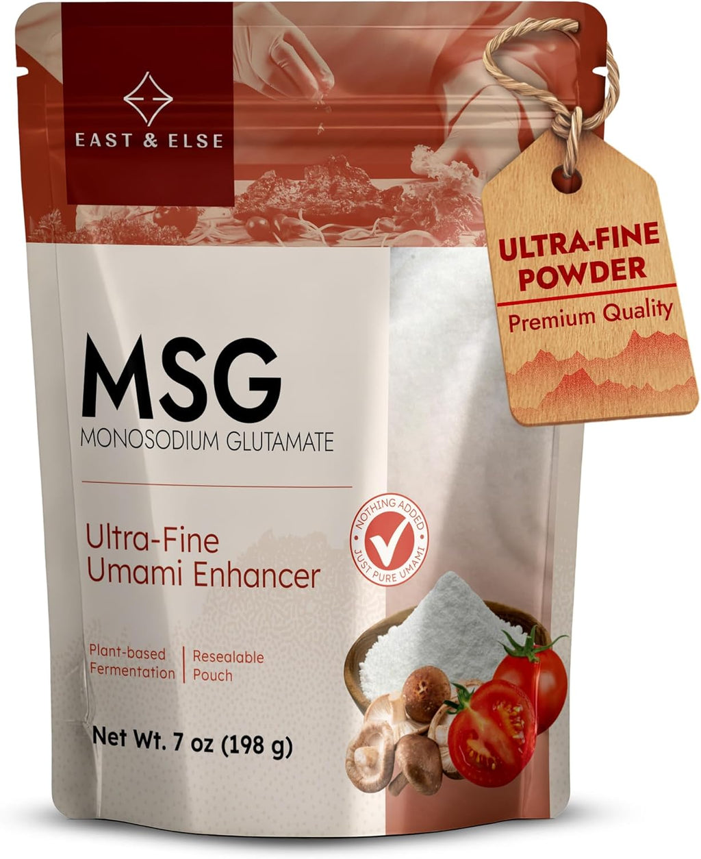 East and Else MSG (Monosodium Glutamate), Ultra-Fine Flavor Enhancer Powder, 7 OZ Resealable Bag - Pure Umami Seasoning for Cooking, Spice Blends, Rubs, Soups, Stir-Fries & More