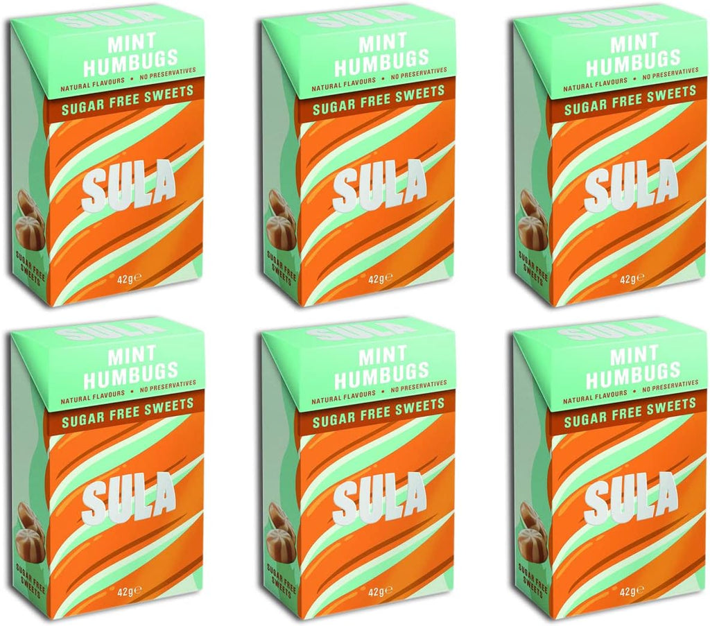 Sula Sugar Free Sweets Mint Humbugs 42g x 6 Packs