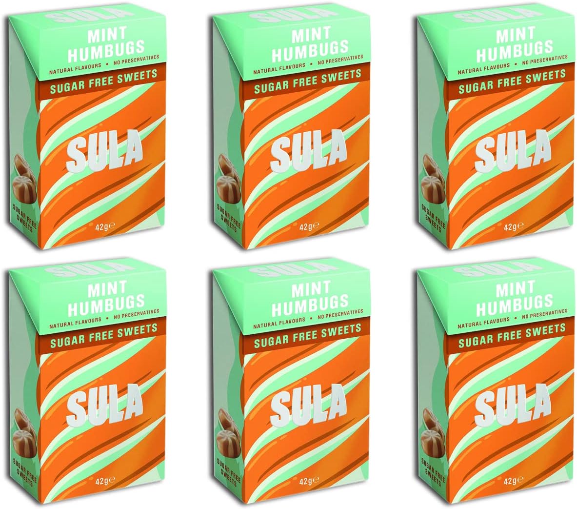 Sula Sugar Free Sweets Mint Humbugs 42g x 6 Packs