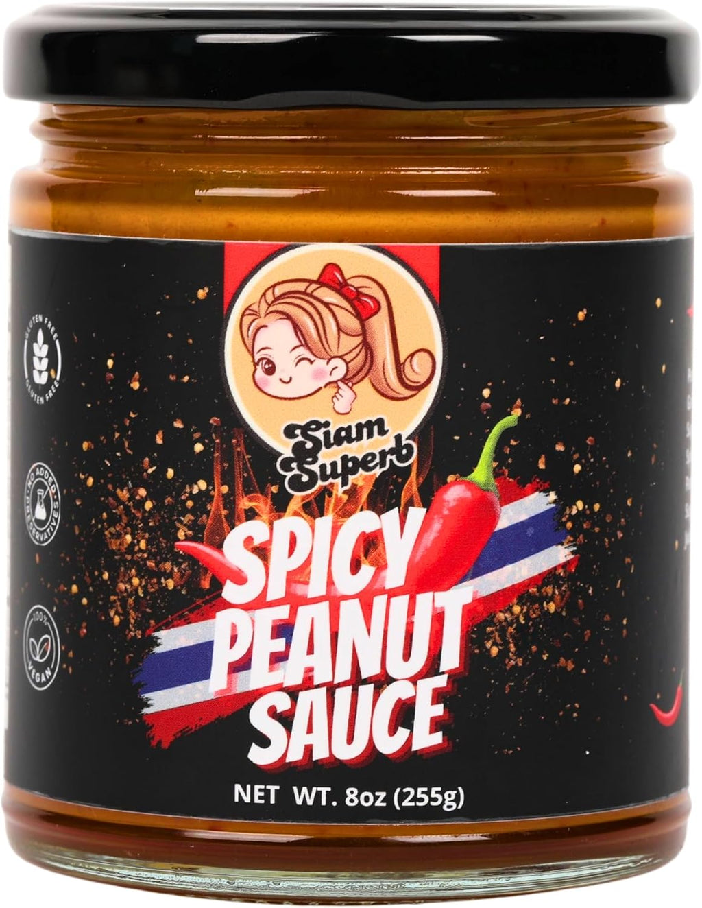 Spicy Peanut Sauce - Perfect for Noodles, Meats, Rice Seasoning, Dipping, All Purpose Seasoning and Stir Fry Sauce, Marinade, NON GMO, Gluten Free, Vegan and Dairy Free, 9 fl oz