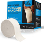 Latex-Free Elasticated Tubular Support Bandage with Stockinette Fabric, Breathable Tubular Compression Sleeve for Joint & Tissue Support on Arms, Knees, Legs (3.5" x 5.5 Yards) Size E