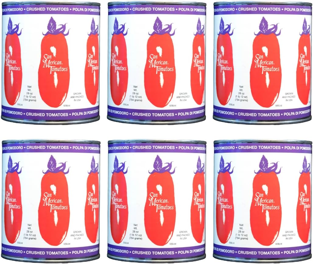 SMT SAN MERICAN TOMATO - Crushed Canned Tomatoes - 28 Ounce (Pack of 6) - USA Grown