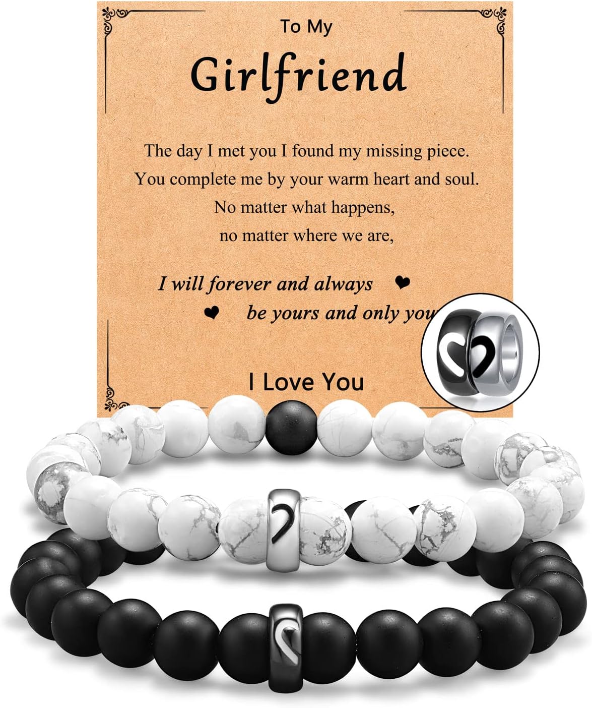 UNGENT THEM Matching Couple Ring Bracelets for Boyfriend Girlfriend Husband Wife Valentines Anniversary Birthday Engagement Gifts