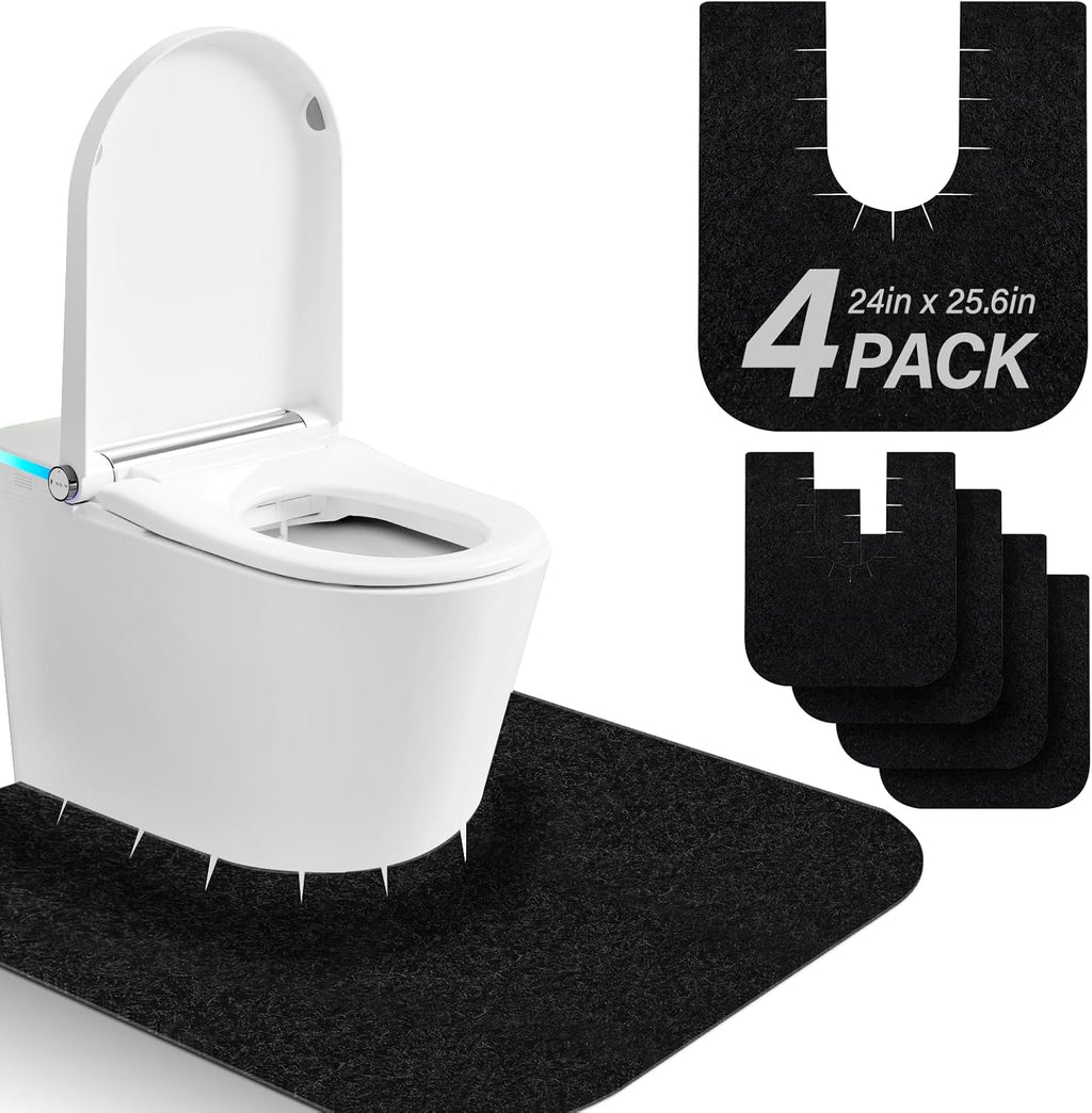 4 Pack Toilet Mats,Upgrade Toilet Floor Protector from Urine,Toilet Rugs U Shaped Washable,Toilet Mats for Bathroom,Around Toilet Floor Protector,Potty Training Mats for Bathroom