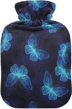 Blue Butterfly Gradients Hot Water Bottles with Soft Cover Hot Water Bag for Neck and Shoulder Pain Relief Medium