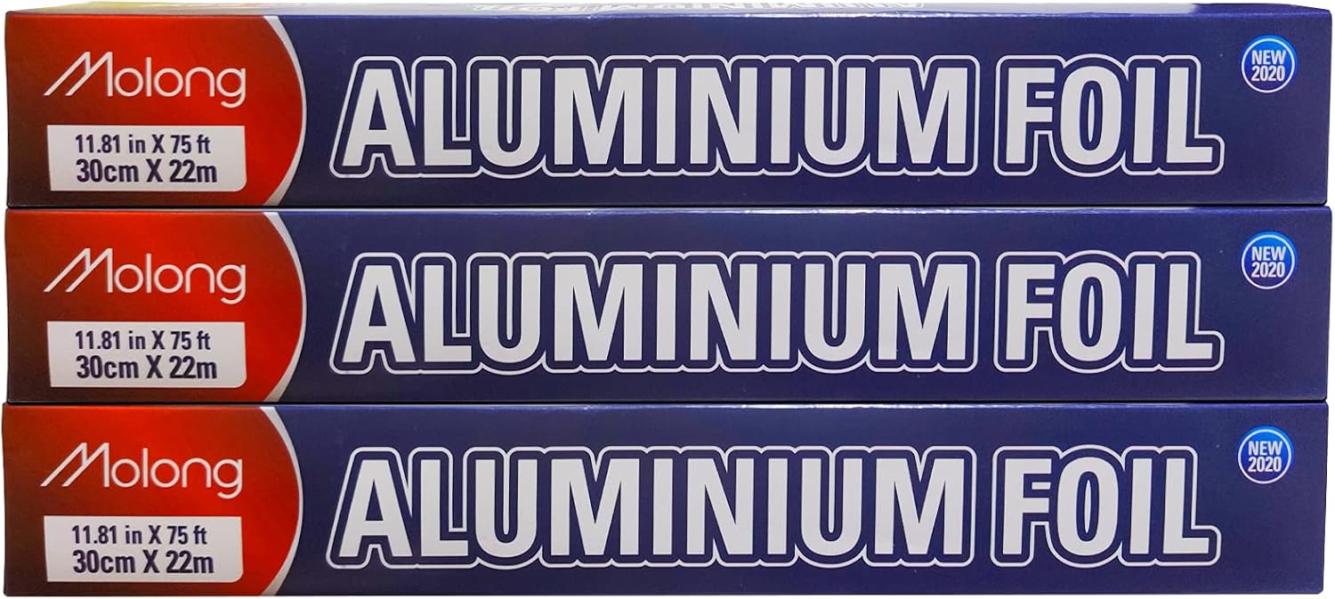 Aluminum Foil Wrap 75 Feet Long Heavy Duty Food Foil Wrap Kitchen Rap Suitable for Cooking, Roasting, Baking,BBQ and Family Parties (3 PACK)