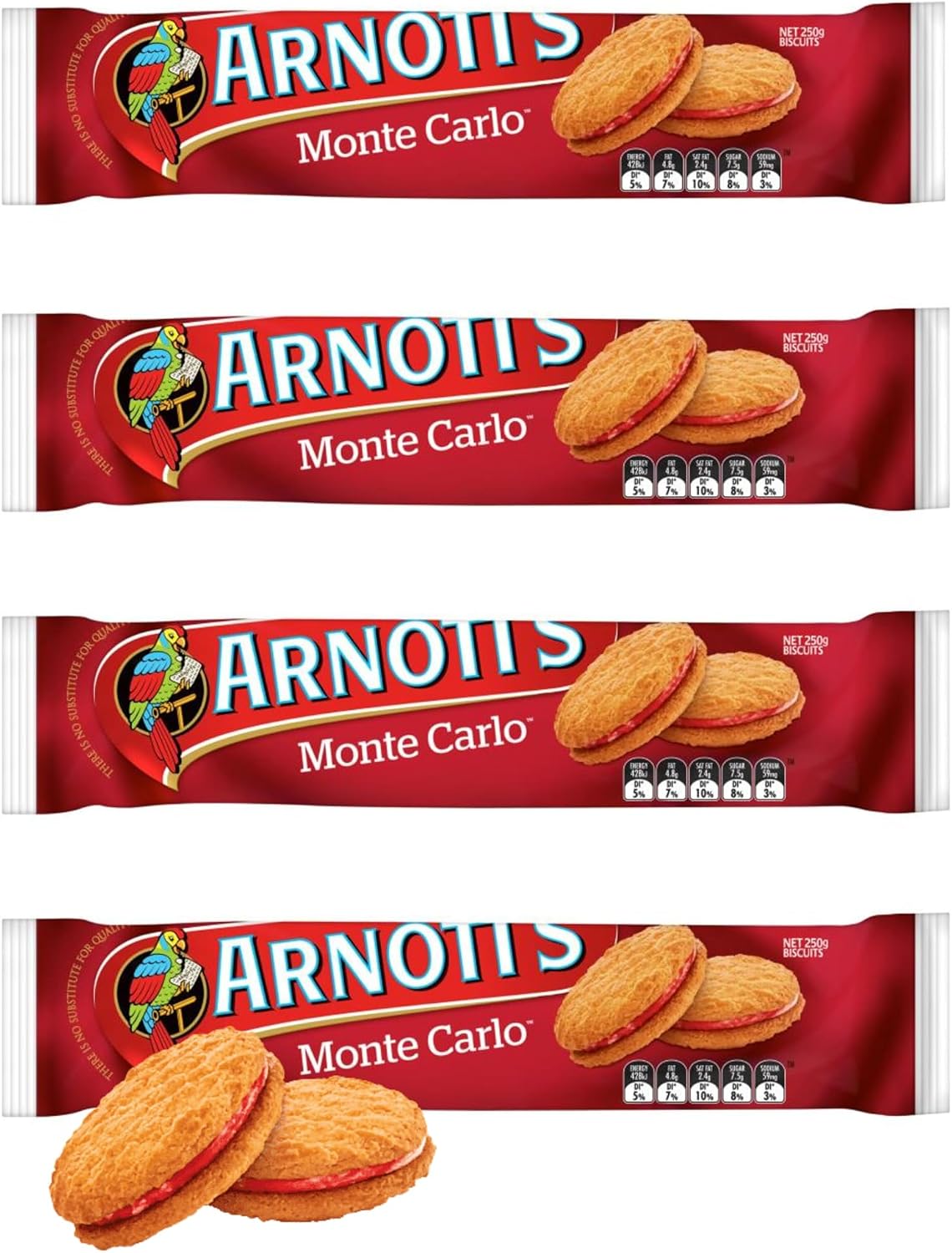 Monte Carlo Jam Cream Biscuits (4 Pack x 250g Ea) Full Size - Imported from Australia