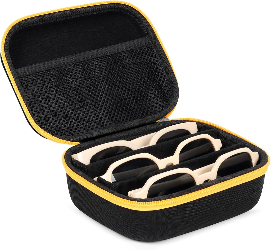 Hard Shell Sunglass Travel Organizer Glasses Case, Eyeglass Storage Box for Multiple Glasses with Adjustable Slots