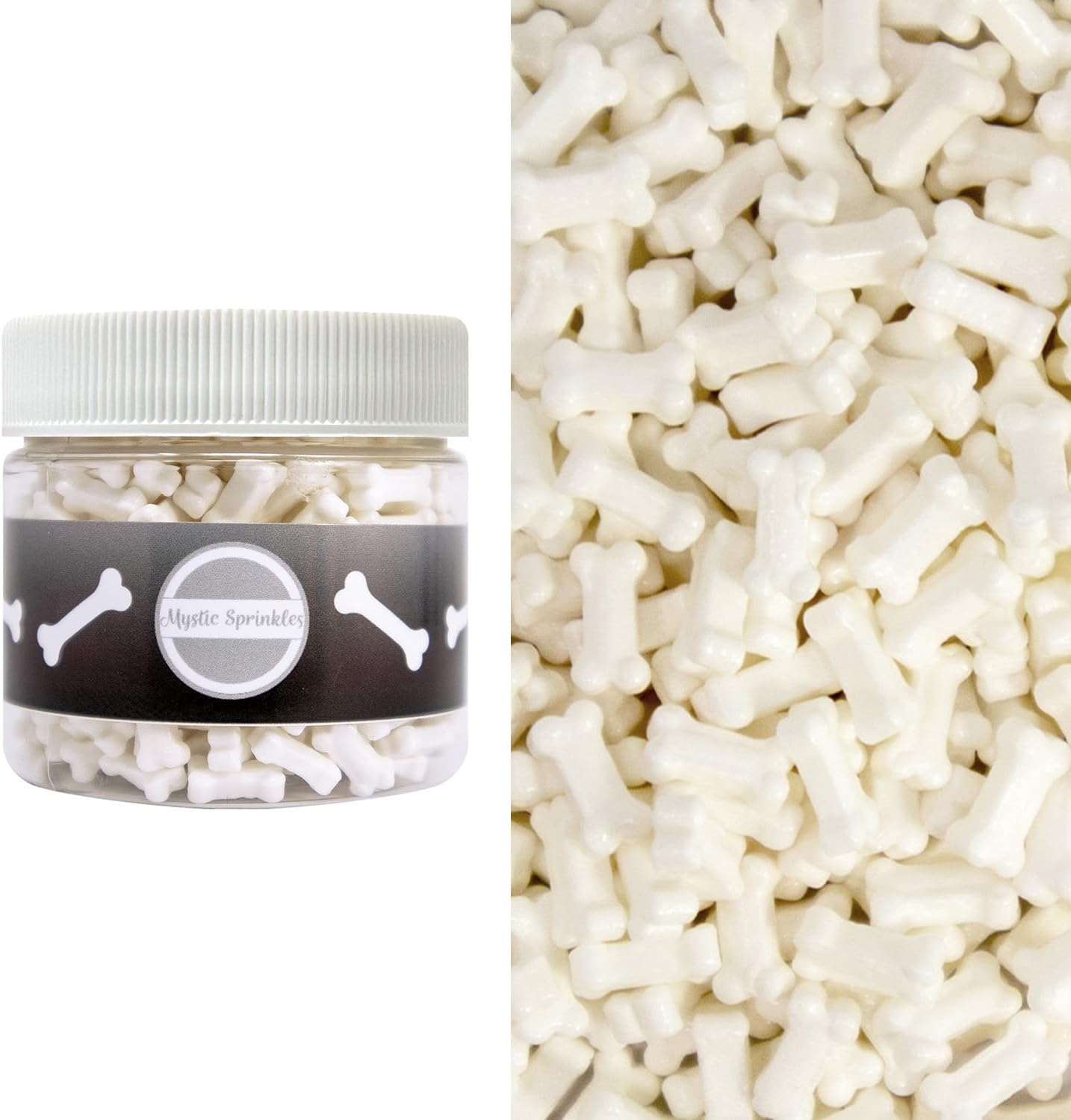 Mystic Sprinkles Halloween Candy Shape Sprinkles (White Bones, 2oz Jars)
