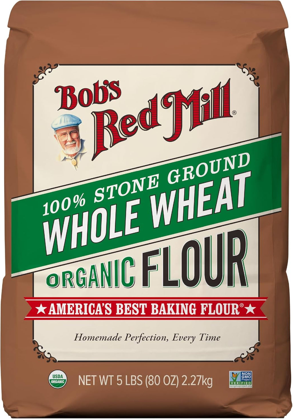 Bob's Red Mill Organic Whole Wheat Flour, 5lb (Pack of 1) - Non GMO, Whole Grain, Vegan, Kosher